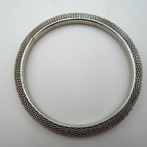 Vintage Filigree Chain Silver-Tone Mesh Design Bangle Bracelet - Picture 2 of 6